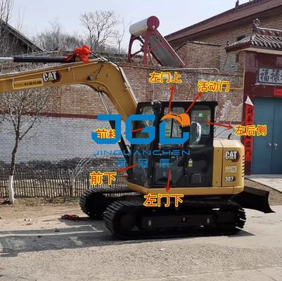 307 309 Ekskavatörün Ön Camından Önce ve Sonra Sol Kapının Pencere Kolu Camını İtip Çekin