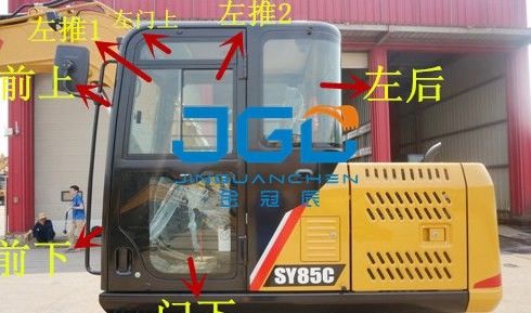 SY85C 70 95C Kazı makinesi ön takımı arka pencere ve üst ve alt ön cam