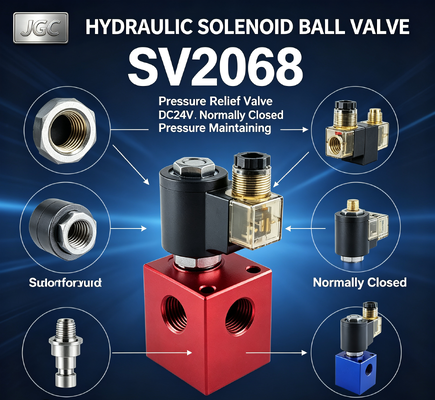 SV2068 Hidrolik Solenoid Küresel Vana Basınç Emniyet Ventili Dişli Kartuş DC24V Normalde Kapalı Basınç Tutma Vanası
