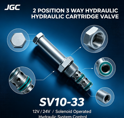 SV10-33 Solenoid İşletilen Yönlü Valf 2 Konum 3 Yolu Hidrolik Solenoid Kartriç Valfi 12V 24V