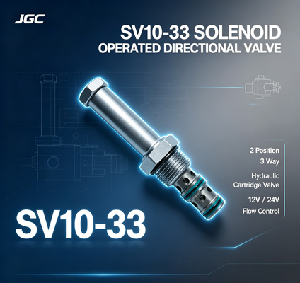 SV10-33 Solenoid İşletilen Yönlü Valf 2 Konum 3 Yolu Hidrolik Solenoid Kartriç Valfi 12V 24V