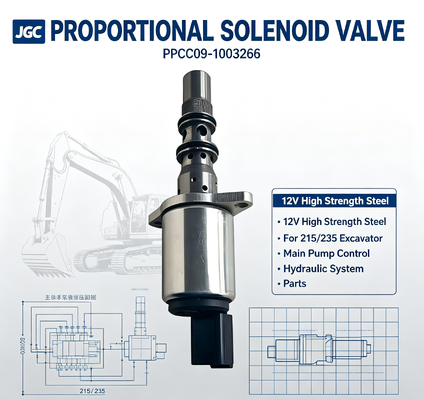 PPCP09-1003266 215/235 kazıcı ana pompası için 12V yüksek dayanıklı çelik orantılı solenoid valfi