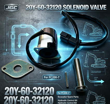 PC200-7 İş Makinesi Parçaları Ekskavatör Yedek Parçaları 20Y-60-32120 için Solenoid Valf