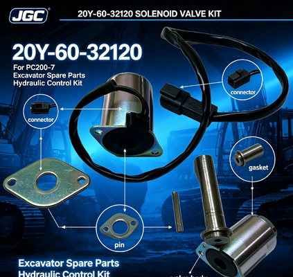 PC200-7 İş Makinesi Parçaları Ekskavatör Yedek Parçaları 20Y-60-32120 için Solenoid Valf