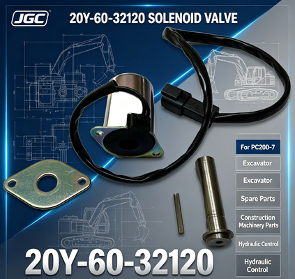 PC200-7 İş Makinesi Parçaları Ekskavatör Yedek Parçaları 20Y-60-32120 için Solenoid Valf