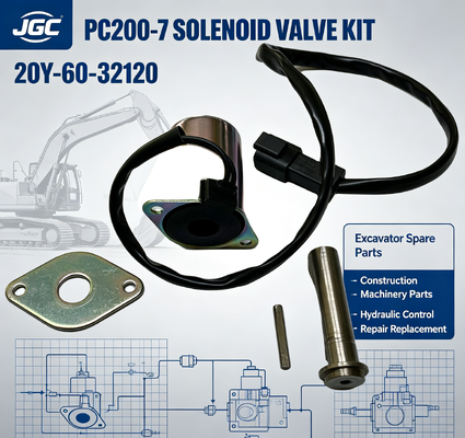 PC200-7 İş Makinesi Parçaları Ekskavatör Yedek Parçaları 20Y-60-32120 için Solenoid Valf