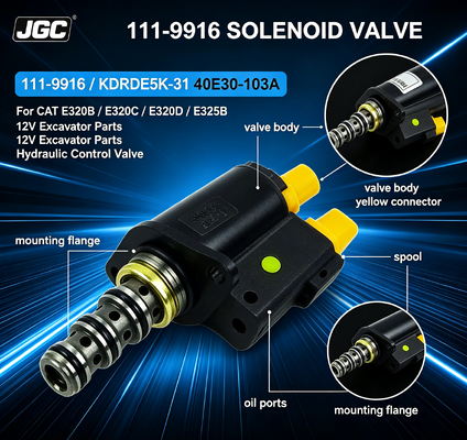 111-9916 12V Ekskavatör Grup Solenoid Valf Parça No KDRDE5K-31 40E30-103A CAT E320b E320c E320d E325b için